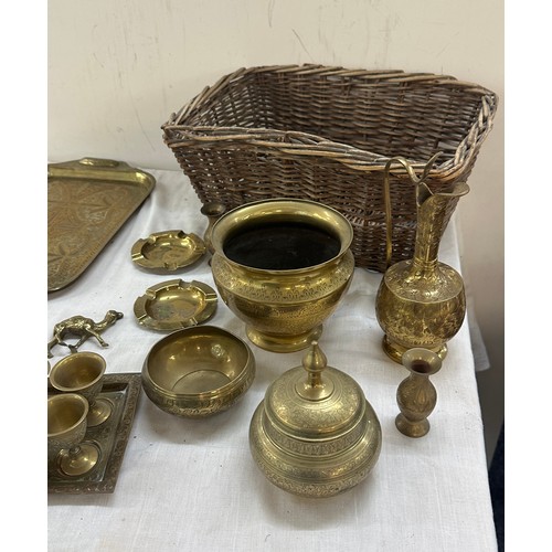 65 - Selection of brassware to include trays, vases, bowls etc