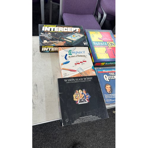 339 - Selection of vintage board games to include Games of the Year, Twister, Tank battle, grandstand scra... 