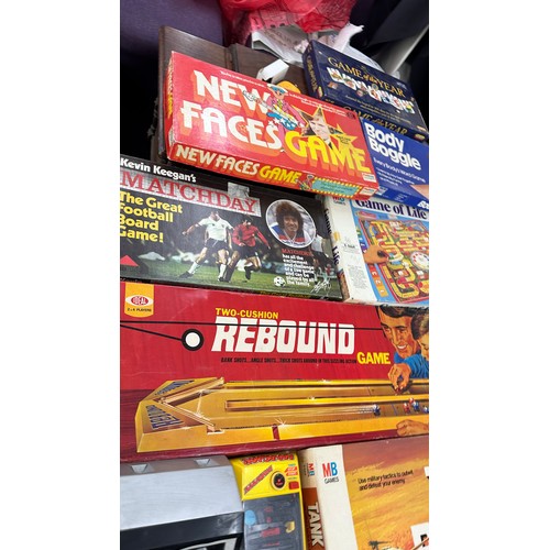 339 - Selection of vintage board games to include Games of the Year, Twister, Tank battle, grandstand scra... 