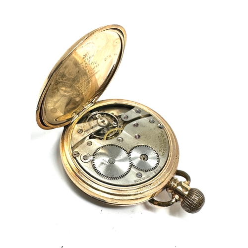 412 - Gold plated tho russell & sons full hunter pocket watch the watch is not ticking