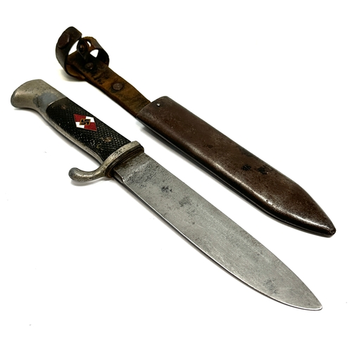 360 - original WW2 German hitler youth dagger and sheath one side of handle damaged as shown