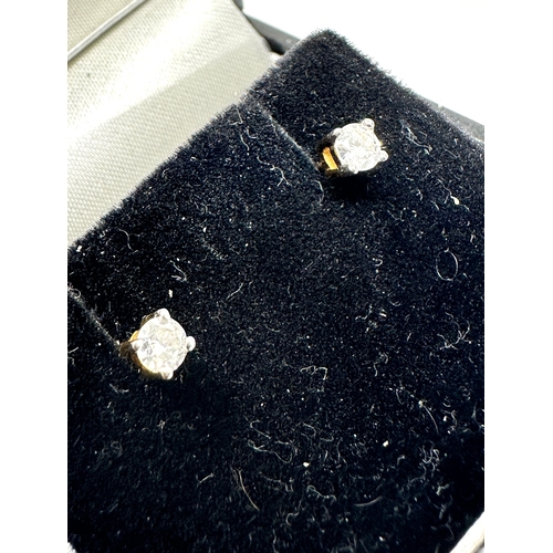 136 - 9ct gold diamond earring diamonds measure each 3mm dia est .20 pts diamonds