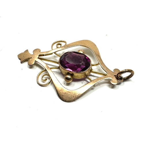 140 - Antique 9ct gold & amethyst pendant weight 1.6g