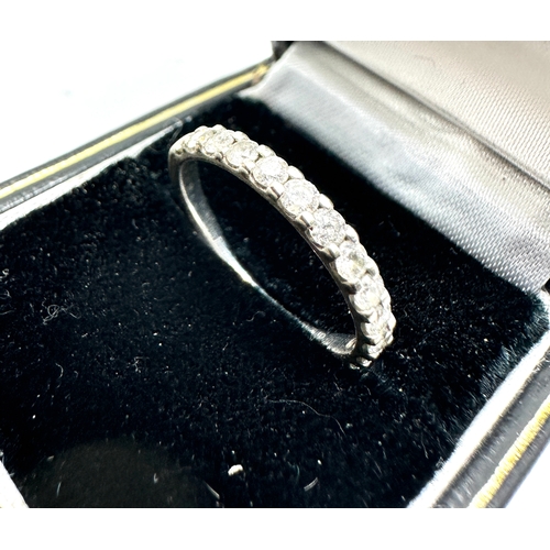 142 - 9ct white gold diamond half eternity ring weight 1.8g