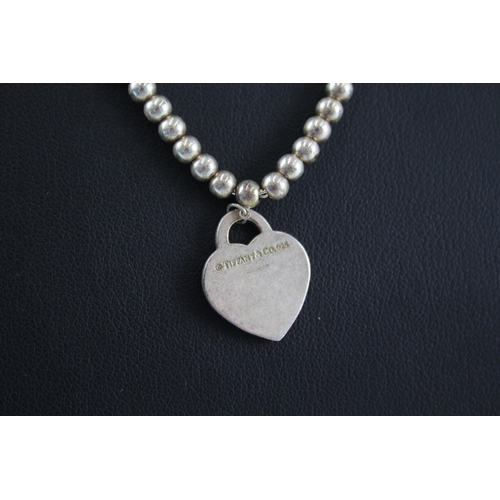 313 - Silver necklace with heart tag by designer Tiffany & Co (12g)