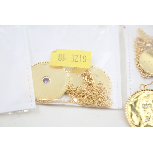 323 - A collection of gold tone silver zodiac necklaces (100g)