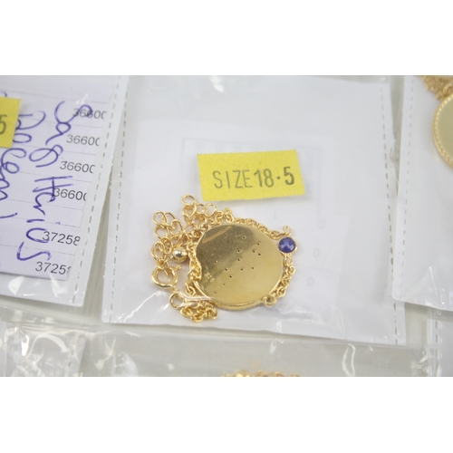 324 - A collection of gold tone silver zodiac necklaces (94g)