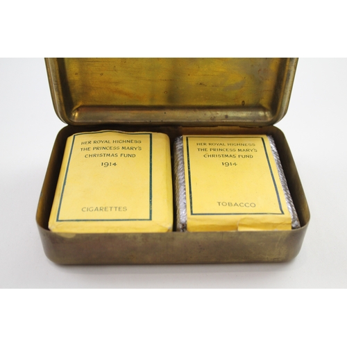 371 - WW1 1914 Princess Mary Tin  & Contents inc. Tobacco & Cigarettes