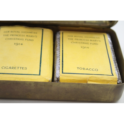 371 - WW1 1914 Princess Mary Tin  & Contents inc. Tobacco & Cigarettes