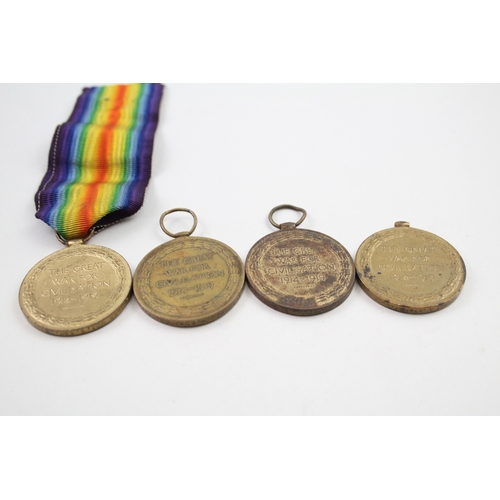 376 - WW1 Victory Medals x 4 Named 1797 A Bmdr G.F Edwards R.A etc