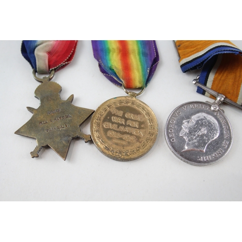 381 - WW1 1914-15 Star Trio Named 23655 Pte E. Hatton Yorks L.I K.O.Y.L.I on Pair