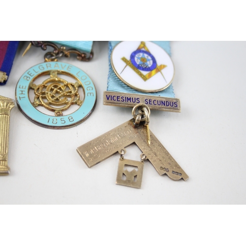 386 - Sterling Silver Masonic R.A.O.B Jewels x 4 inc. Belgrave Lodge 123g