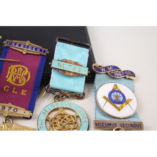 386 - Sterling Silver Masonic R.A.O.B Jewels x 4 inc. Belgrave Lodge 123g