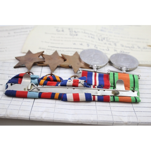 391 - WW2 Mounted Medal Group & Original Paperwork Navy