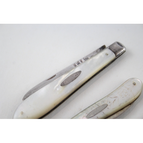 39 - 3 x .925 sterling mop fruit knives