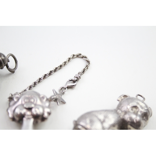 50 - 4 x .925 sterling silver baby rattles