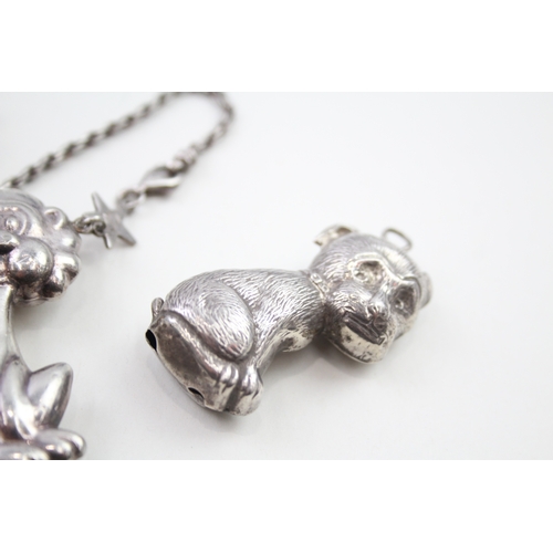 50 - 4 x .925 sterling silver baby rattles