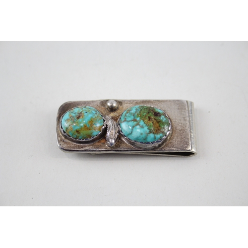 51 - .925 sterling gents money clip w/ gemstones