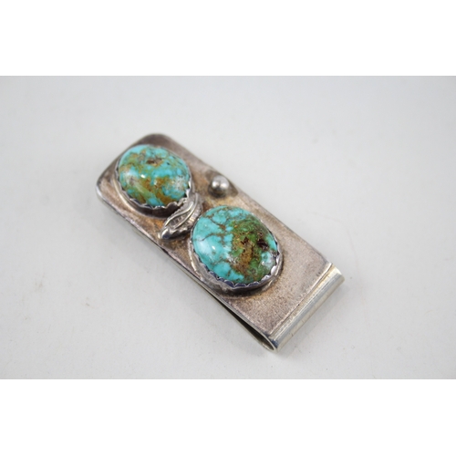 51 - .925 sterling gents money clip w/ gemstones