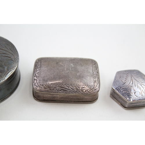 64 - 3 x .925 sterling pill / trinket boxes