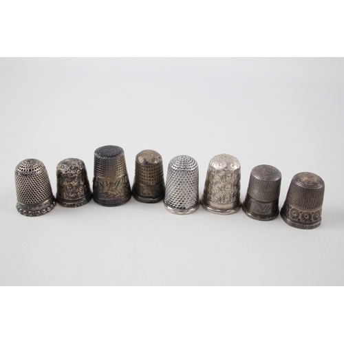 76 - 8 x .925 sterling thimbles inc charles horner etc