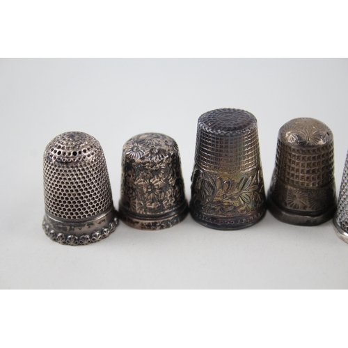 76 - 8 x .925 sterling thimbles inc charles horner etc