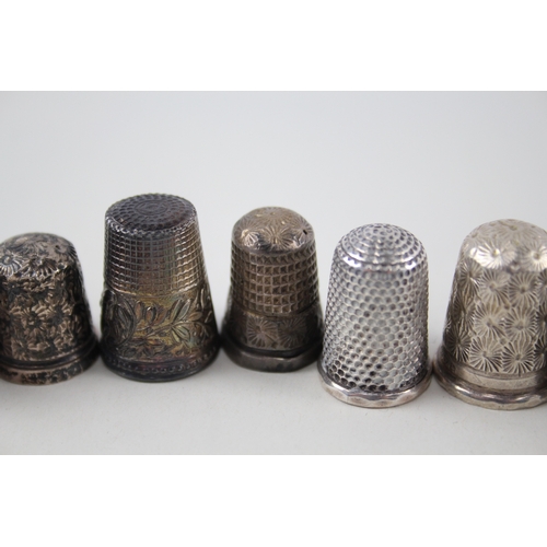 76 - 8 x .925 sterling thimbles inc charles horner etc