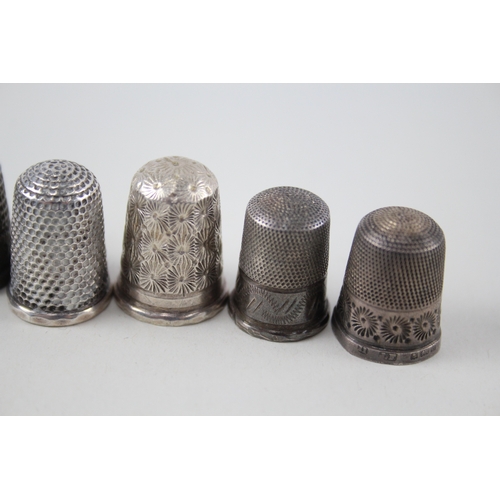 76 - 8 x .925 sterling thimbles inc charles horner etc