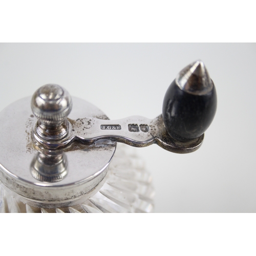 79 - .925 sterling & cut glass pepper mill