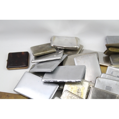 485 - Cigarette Case Job Lot Inc. Vintage Chrome Deco EPNS Leather Brass Antique x 50