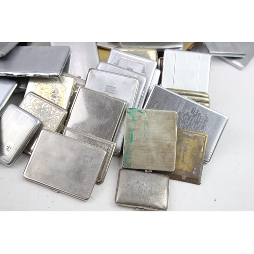 485 - Cigarette Case Job Lot Inc. Vintage Chrome Deco EPNS Leather Brass Antique x 50