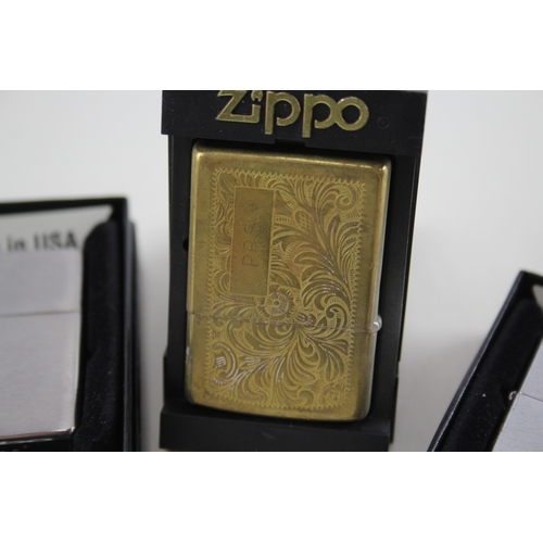 489 - Zippo Lighter Job Lot Inc Boxed Zippo Contempo Gas Brass Venetian Camo x 5