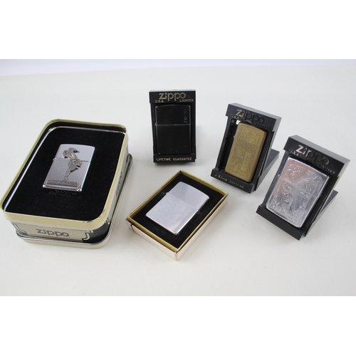 490 - Zippo Lighter Job Lot Inc Boxed Varga Girl Vintage Brush Finish Matt Black x 5