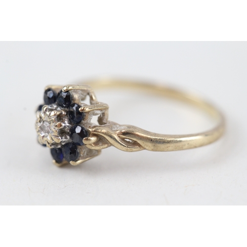 199 - 9ct gold sapphire & diamond cluster ring (1.7g)