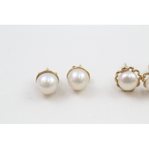 208 - 2x 9ct gold pearl earrings (3.8g)