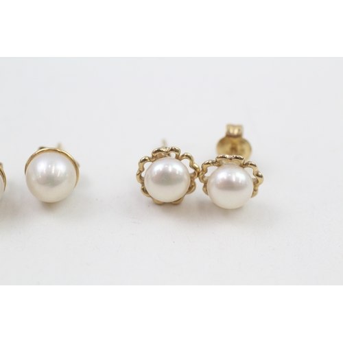 208 - 2x 9ct gold pearl earrings (3.8g)