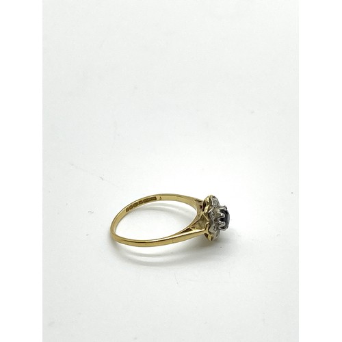 609 - 18ct Gold Diamond and Sapphire dress ring, total weight 2.6 grams