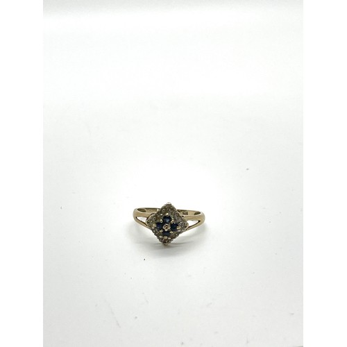 610 - 9ct gold diamond and sapphire dress ring, total weight 2.1grams