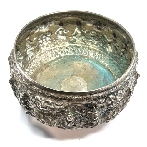 25 - A large Vintage Indian silver bowl repousse, chasing measures approx 17cm dia height 10cm weight 290... 