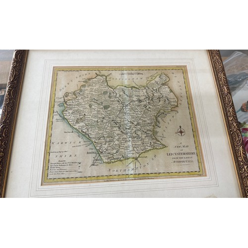 261A - Antique Leicestershire County Map Print measures approx 20 inches wide by 17 tall