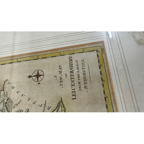 261A - Antique Leicestershire County Map Print measures approx 20 inches wide by 17 tall