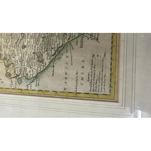 261A - Antique Leicestershire County Map Print measures approx 20 inches wide by 17 tall