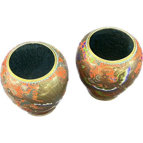 43 - Pair of cloisonne vases overall height 6.5 inches tall