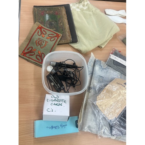 246 - Selection of collectables includes pearls, material etc