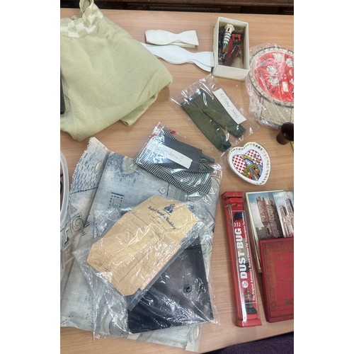 246 - Selection of collectables includes pearls, material etc