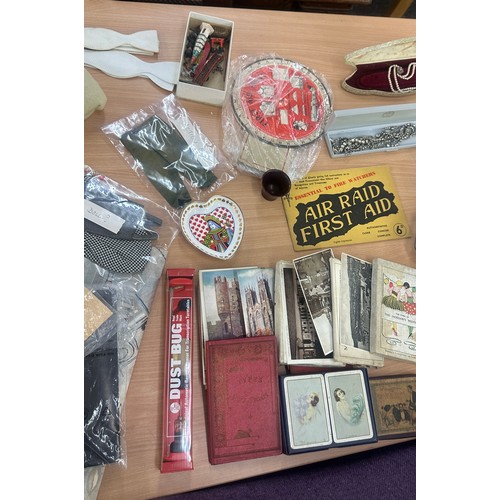 246 - Selection of collectables includes pearls, material etc