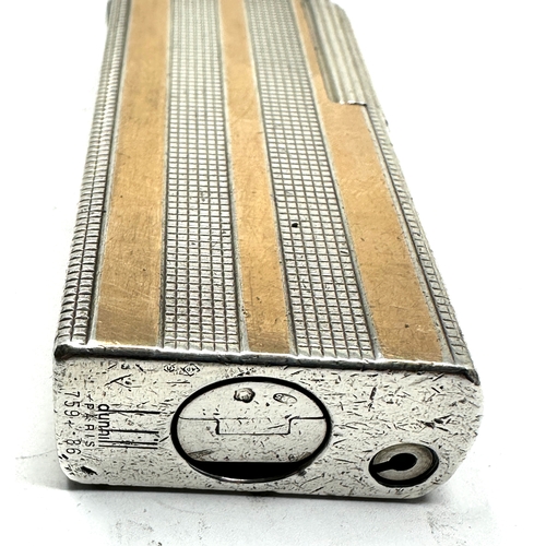 466 - Vintage silver & gold striped Dunhill cigarette lighter