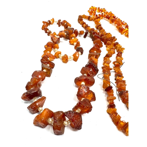 336 - vintage amber necklaces weight 108g