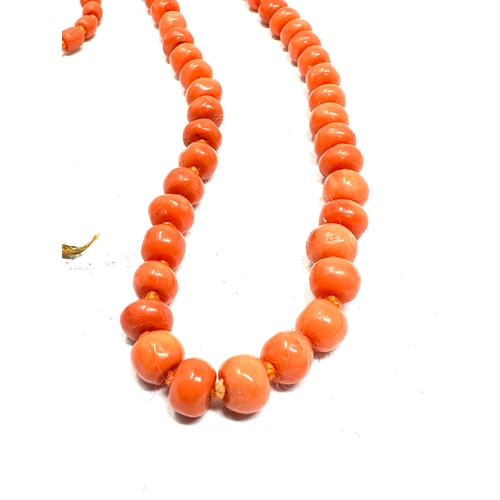 151 - Antique graduated coral bead necklace measures approx 75 cm long weight 30g