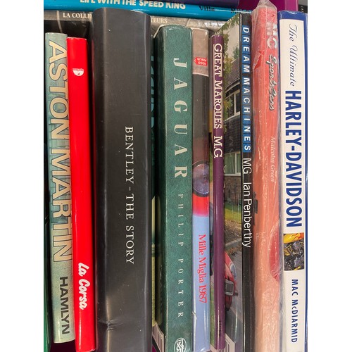 294 - Selection of motoring and motor racing books to includes Harley Davidson, Aston Martin, Healy etc